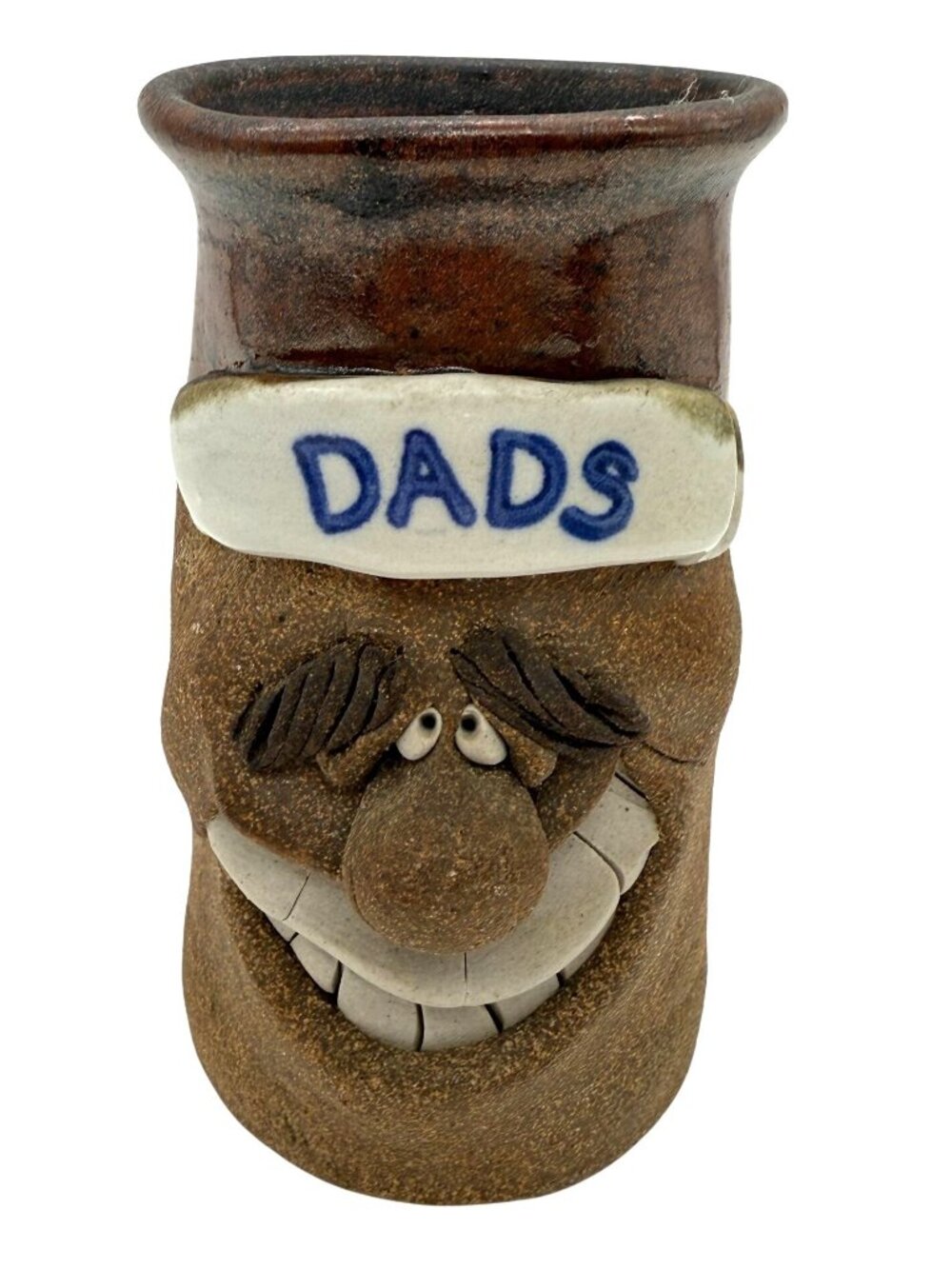 Mark Hines Studio Art Pottery DADS 3D Stoneware Mug Ugly Face Character Vtg 80s